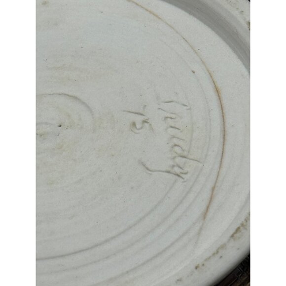 Vintage 1975 Ceramic Bowl With Textured Brown Beige Pattern signed artist READ - Picture 10 of 10